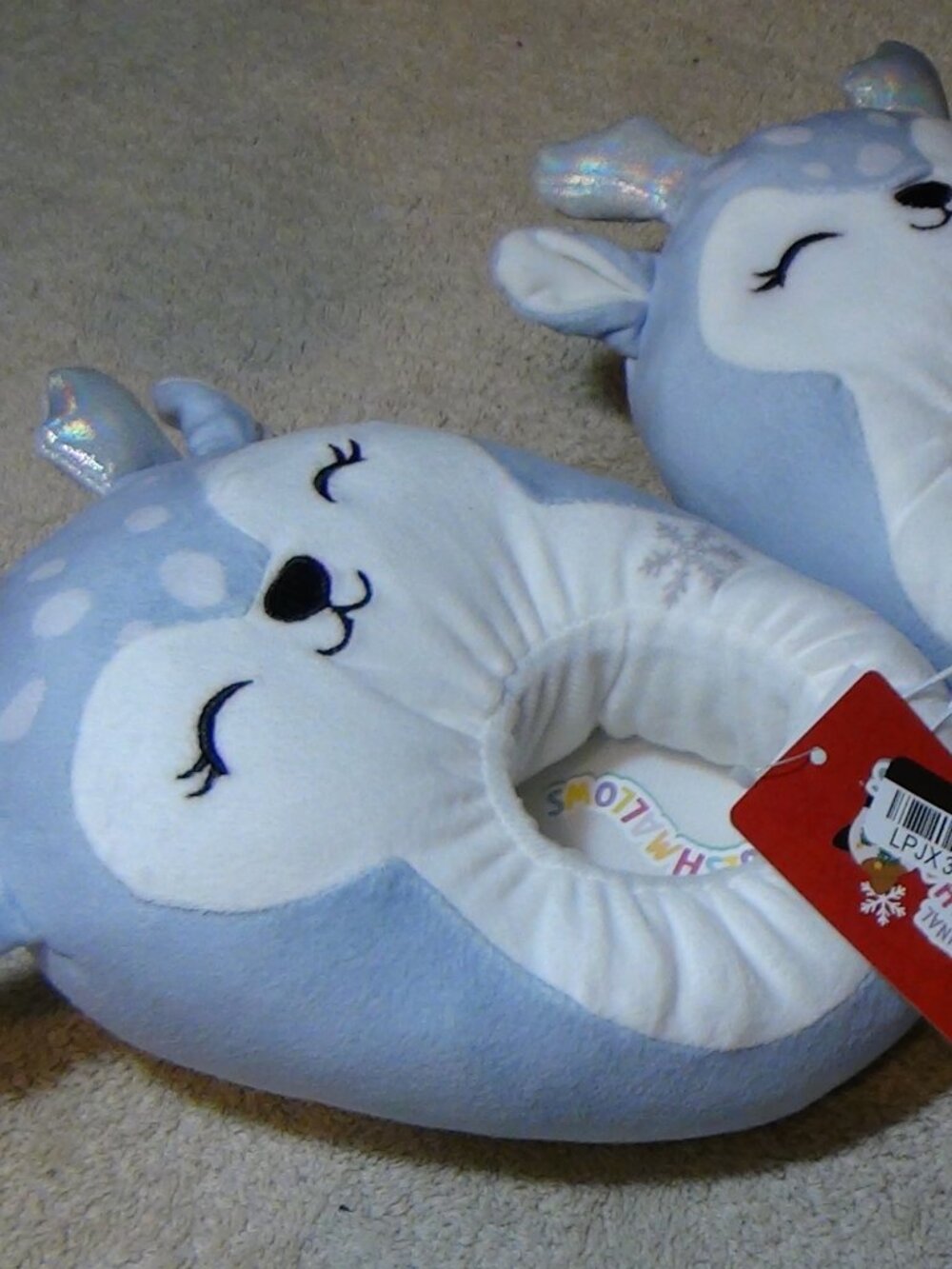 Squishmallows Kids Deer Blue Plush Cozy House Slippers Size 13 T